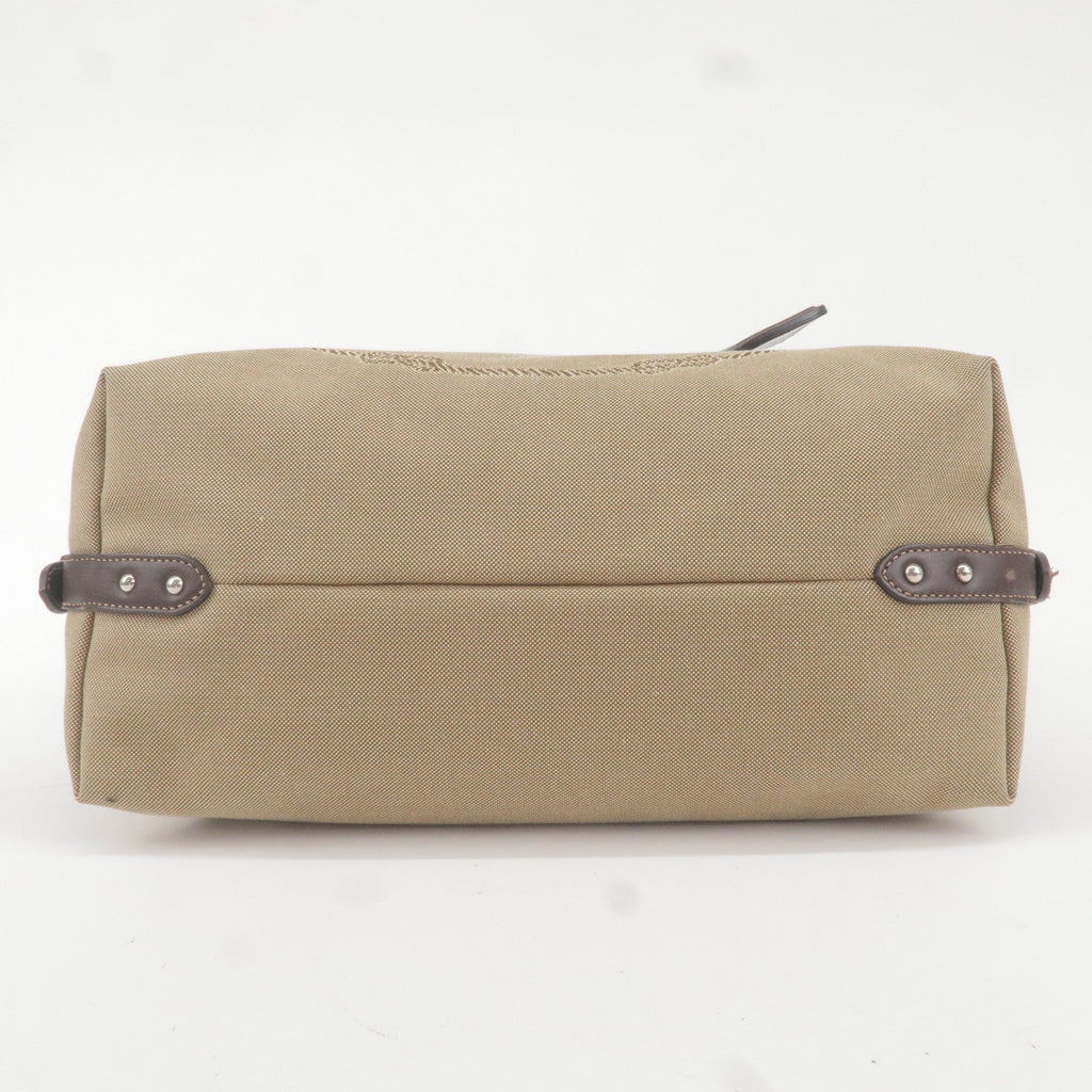 Prada Logo Jacquard Leather Boston Bag Beige Br BR3461