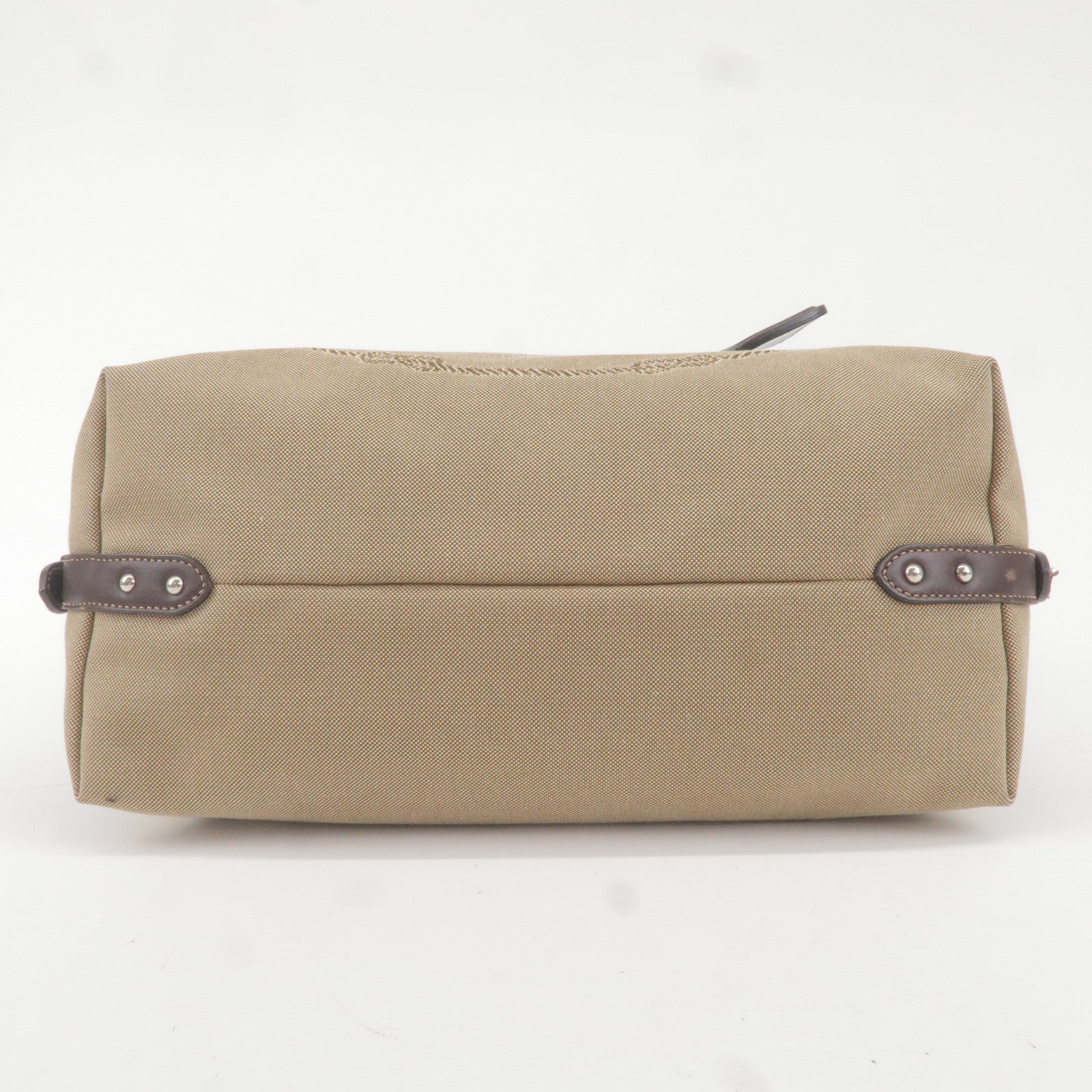 Prada Logo Jacquard Leather Boston Bag Beige Br BR3461