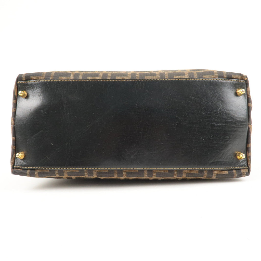 FENDI Zucca Canvas Leather 2Way Shoulder Bag Brown Black 14968