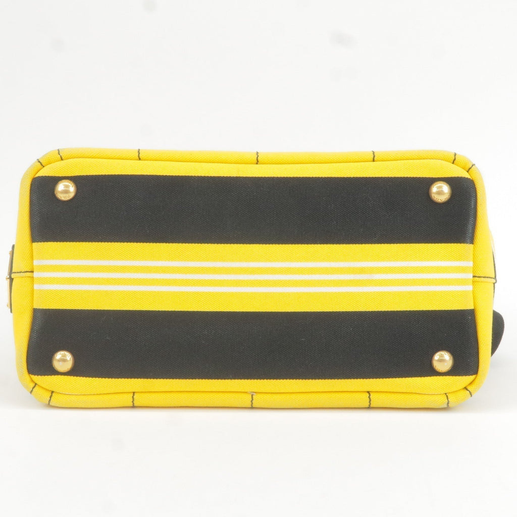 Prada Canapa Mini Canvas 2Way Bag Shoulder Bag Yellow Black B2439B