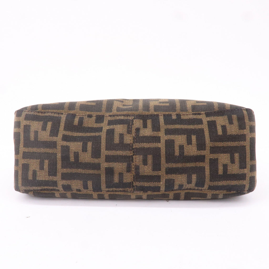 FENDI Zucca Canvas Leather Shoulder Bag Khaki Black Brown 26725