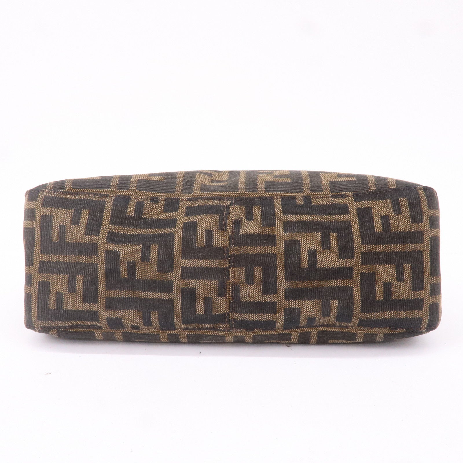 FENDI Zucca Canvas Leather Shoulder Bag Khaki Black Brown 26725
