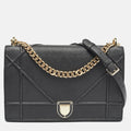 Black Leather Large Diorama Flap Shoulder Bag