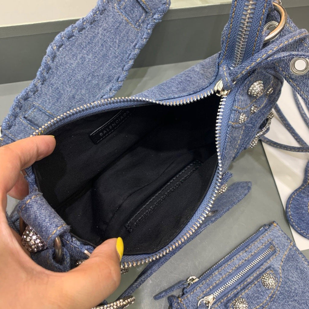 Le Cagole XS Shoulder Bag In Blue Washed, For Women,  Bags 10.2in/26cm