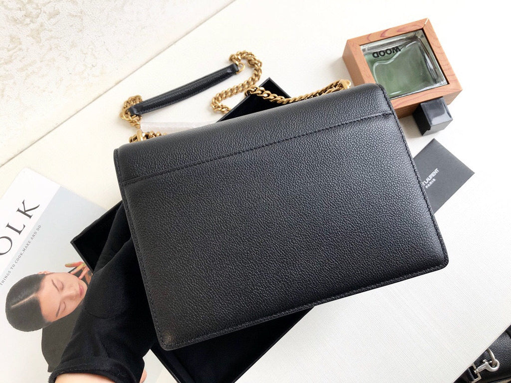 YSSL Sunset Medium Chain Bag Black For Women 8in/22cm YSL 442906D420W1000