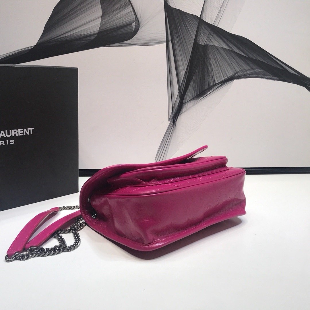 YSSL Niki Baby Chain Bag In Crinkled  Dark Pink For Women 8in/21cm YSL