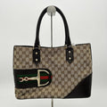 Gucci GG Canvas Horsebit Web Tote - Brown Shoulder Bags, Handbags WD271720