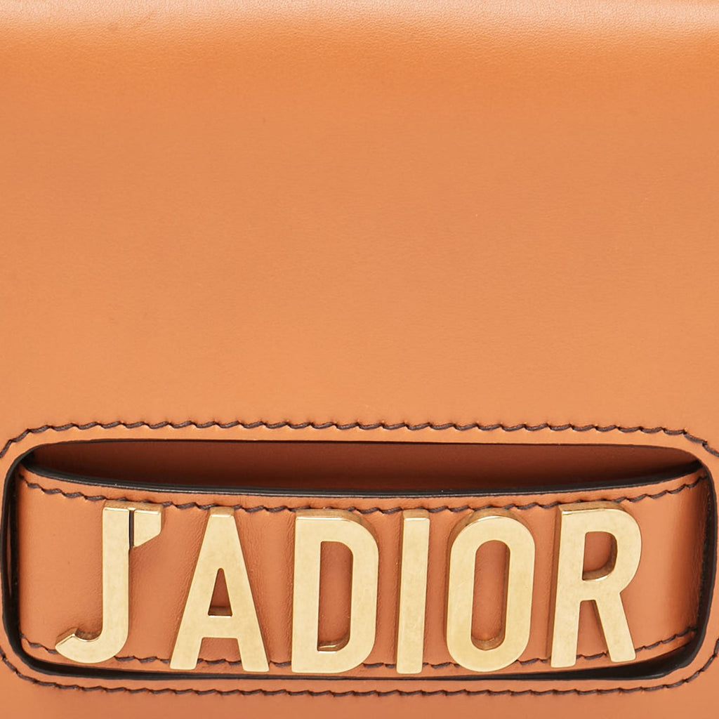 Dior Deep Orange Leather J'adior Flap Chain Shoulder Bag