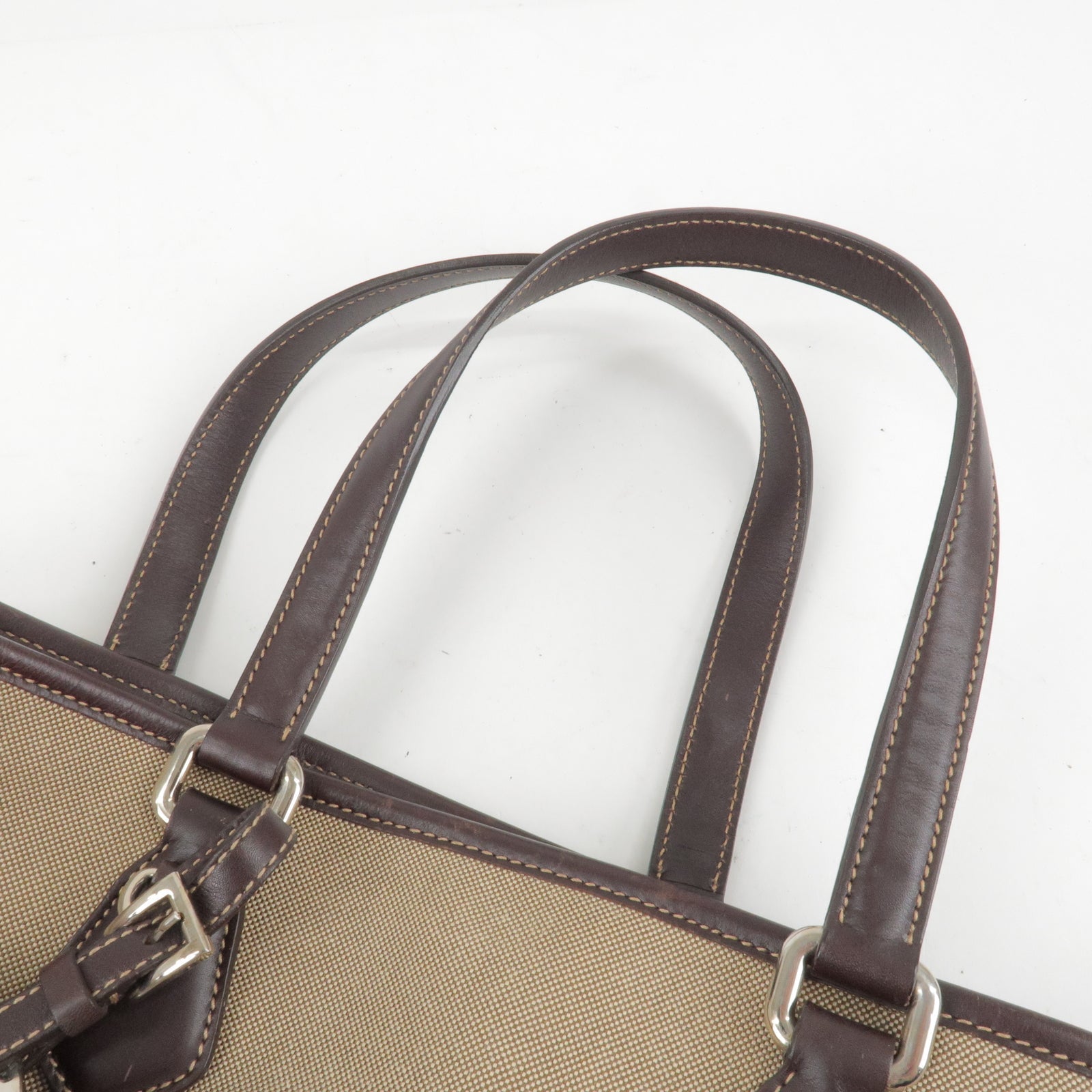 Prada Logo Jacquard Leather 2Way Bag Beige Br BR3414