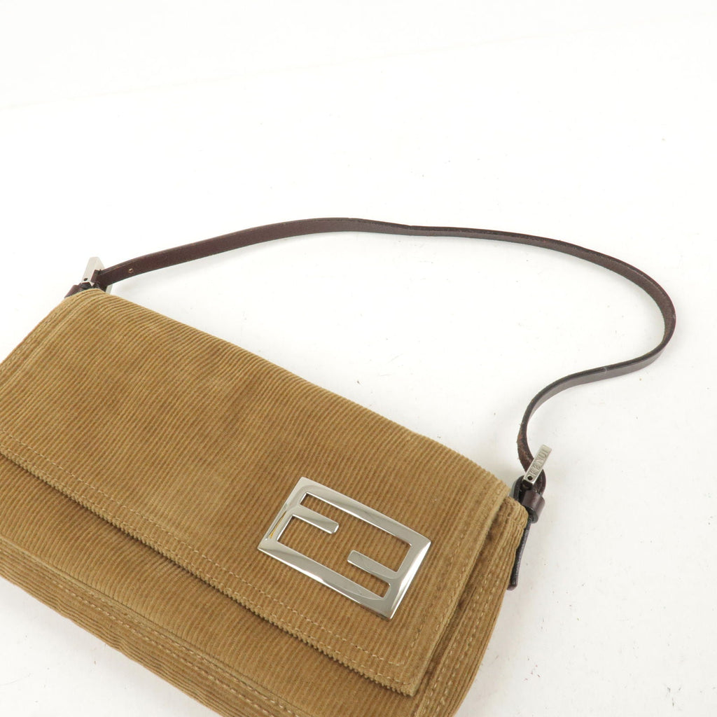 FENDI Corduroy Shoulder Bag Hand Bag Brown 26776 Brown