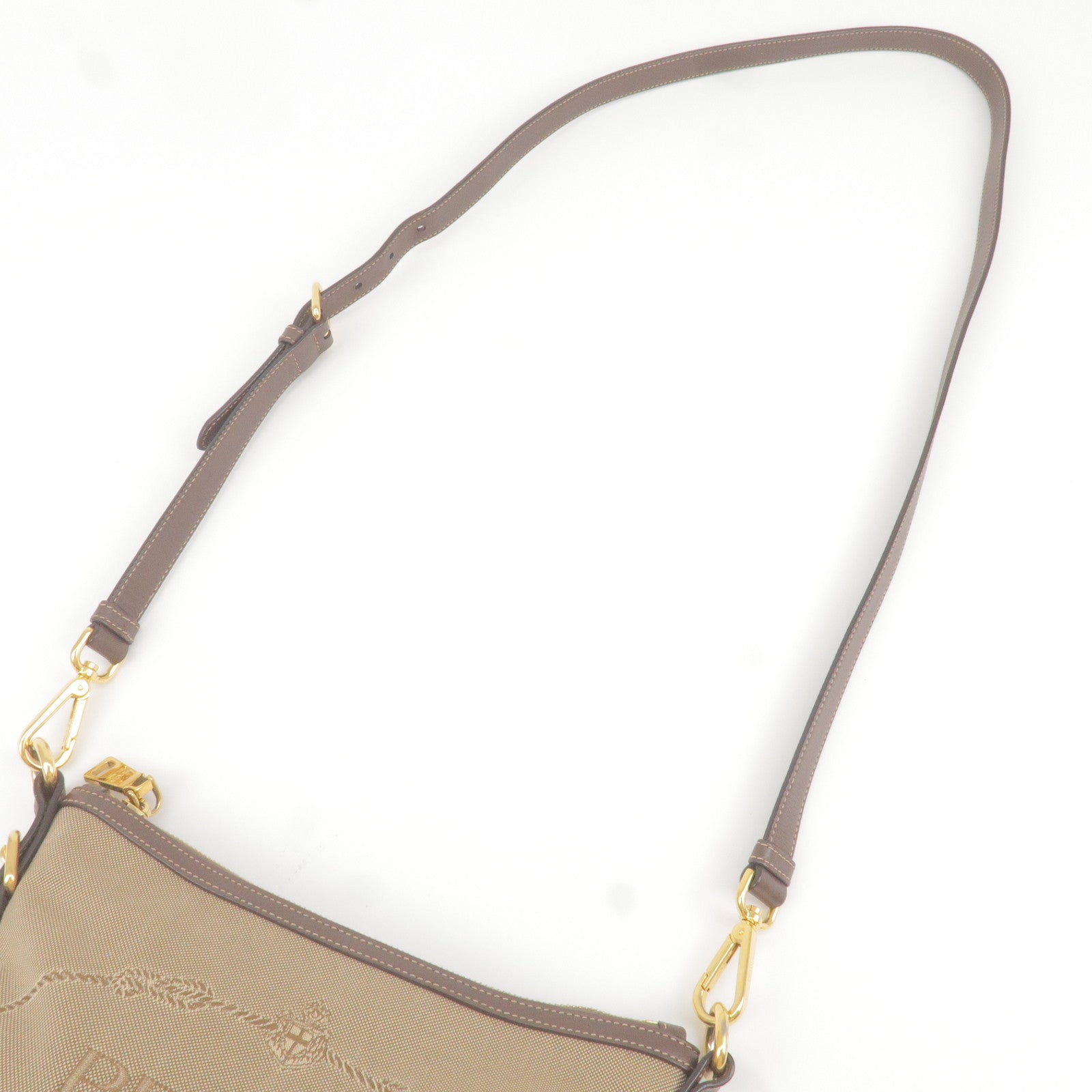 Prada Logo Jacquard Leather Shoulder Bag Beige Br BT867A