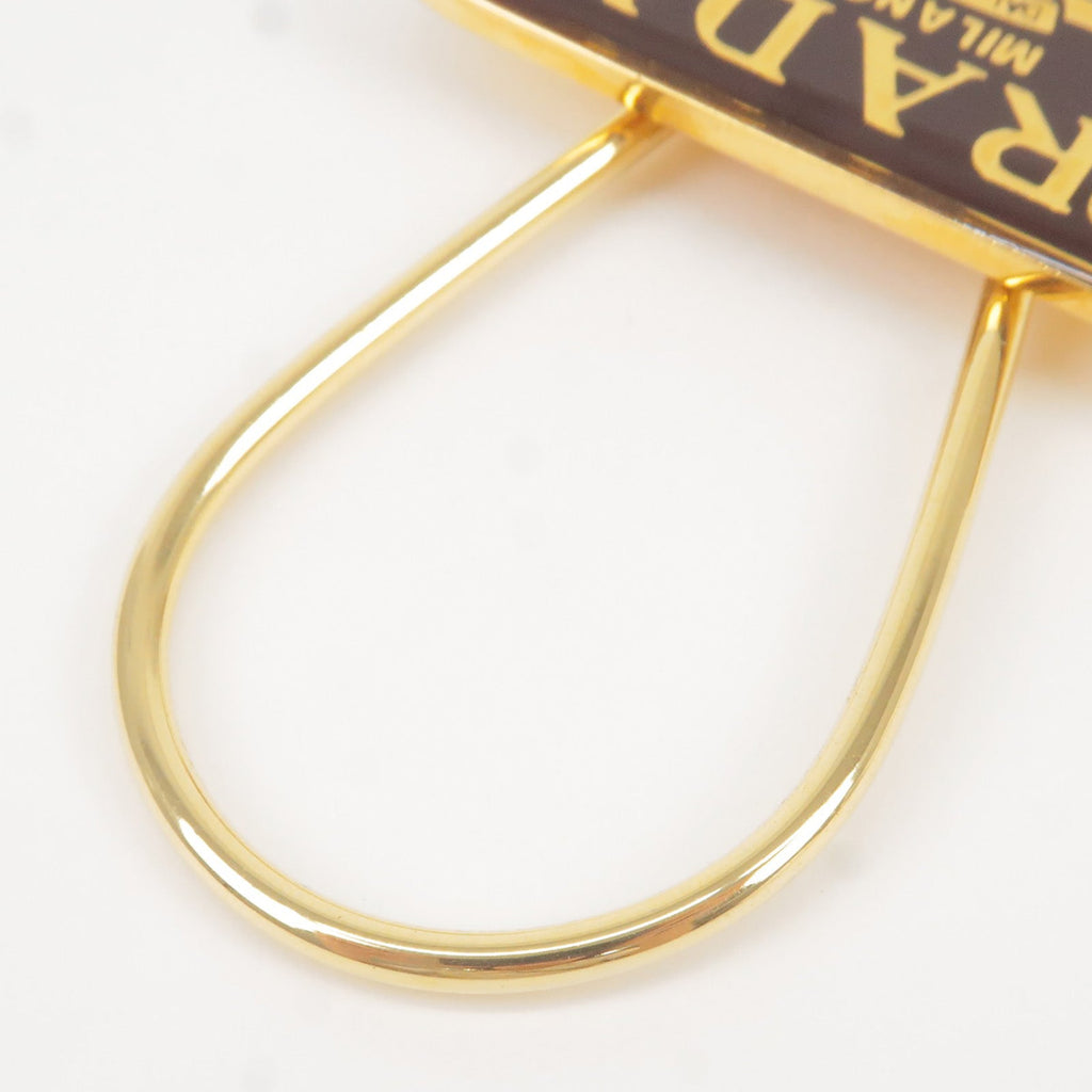 Prada Metal Triangle Logo Key Chain Bag Charm M285 Br Gold