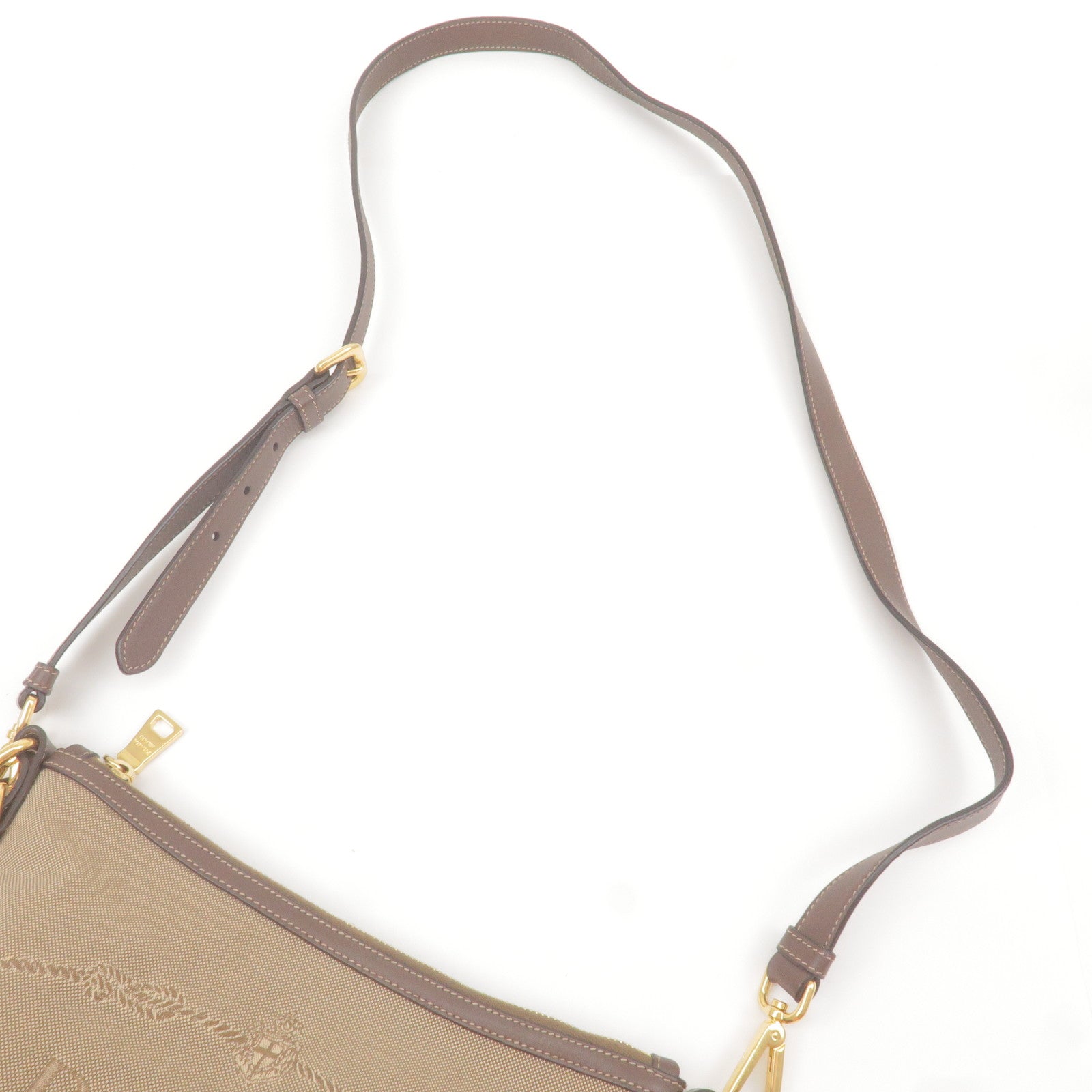 Prada Logo Jacquard Leather Shoulder Bag Beige Br BT867A