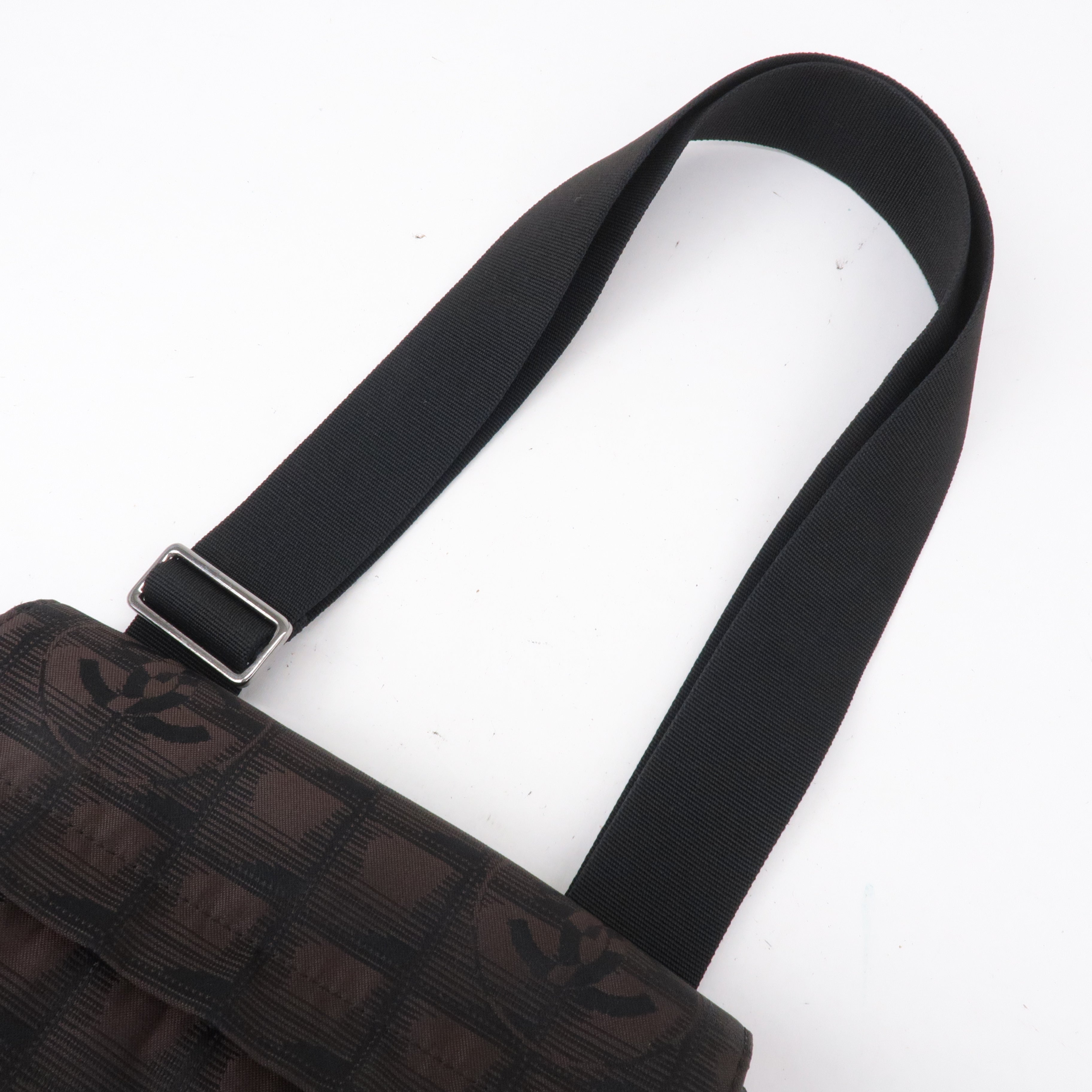 CHANEL New Travel Line Nylon Jacquard Leather Shoulder Bag A29347