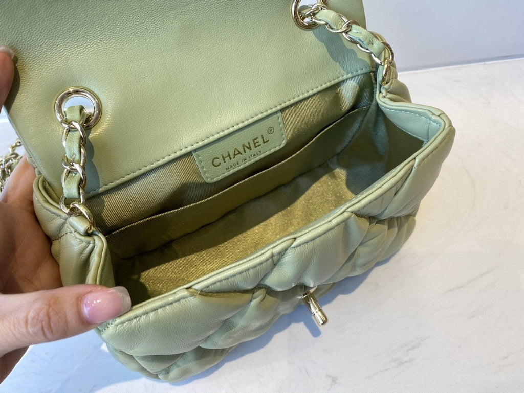 ChanelSmall GlamIap Bag Gold Hardware Green For Women Handbags, Shoulder Bags 7.5in/19cm AS2232