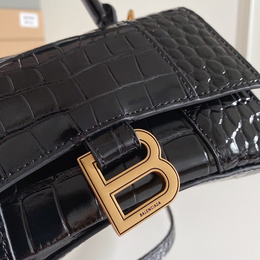 Balenciaga Hourglass XS Handbag In Black, For Women, WomenÃ¢ÂÂs Bags 7.4in/19cm