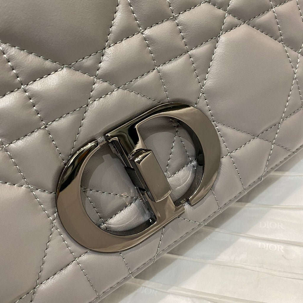 Large Caro Bag Grey Padded Macrocannage, Dark Grey, For Women WomenÃ¢â‚¬â„¢s Handbags, Crossbody Bags, 28cm CD