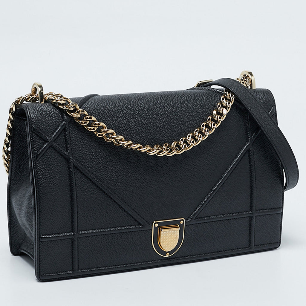 Dior Black Leather Large Diorama Flap Shoulder Bag