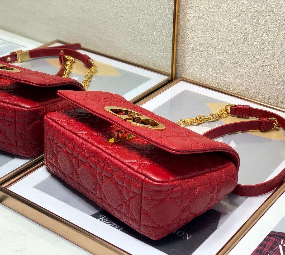 Dior Small Caro Bag Red For Women, Women’s Handbags, Shoulder Bags, Crossbody Bags 20cm/8in CD