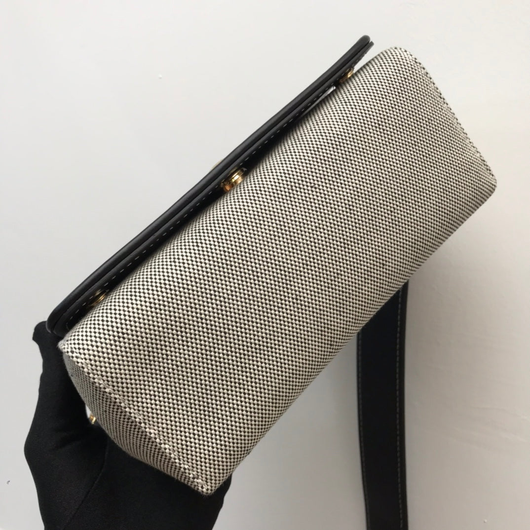 Horseferry Print Cotton Canvas Small Crossbody Bag For Women, Bags 7.1in/18cm