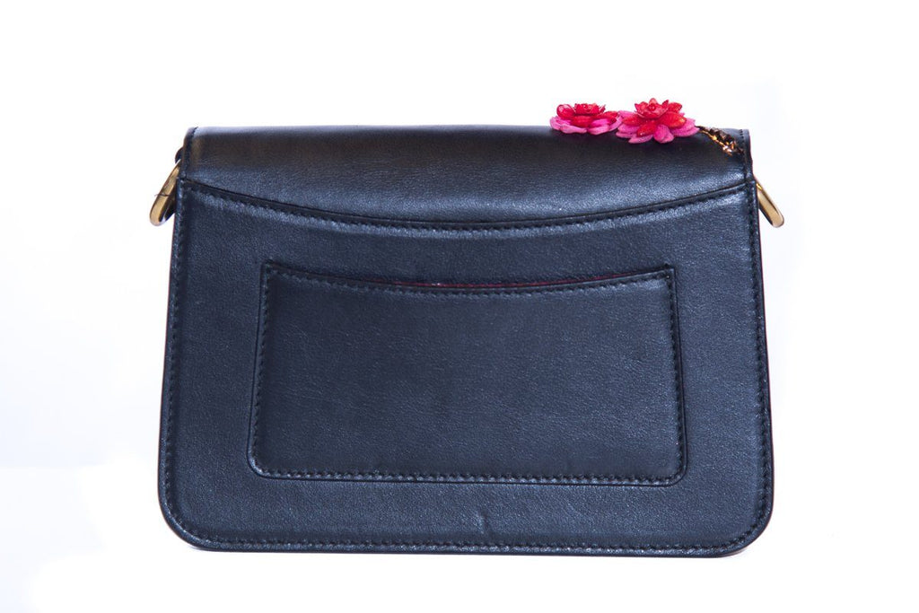 Thale Blanc Black Leather Embellished Audreyette Mini Shoulder Bag