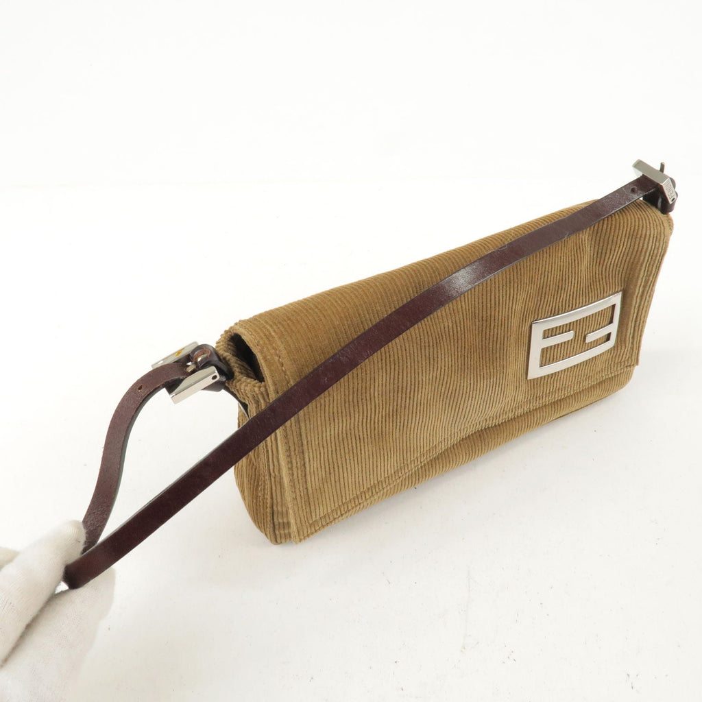 FENDI Corduroy Shoulder Bag Hand Bag Brown 26776 Brown