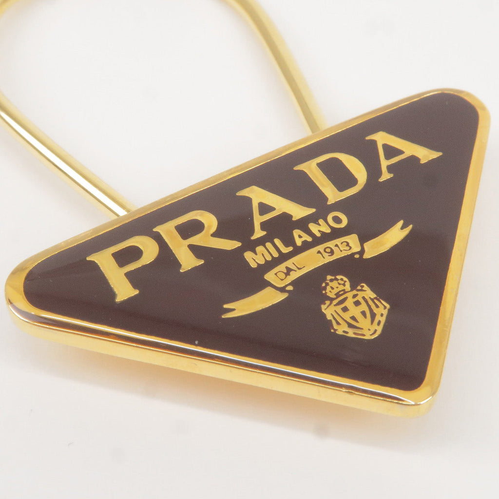 Prada Metal Triangle Logo Key Chain Bag Charm M285 Br Gold