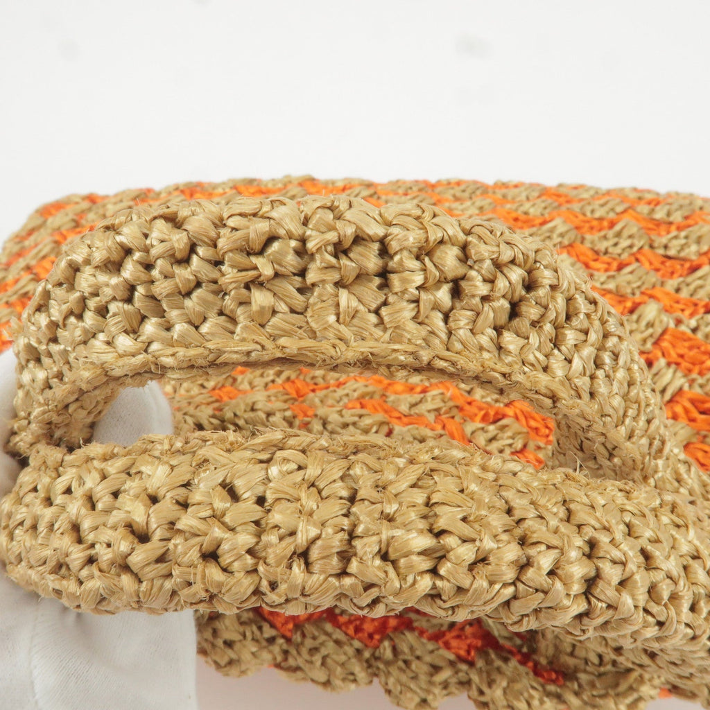 Prada Logo Raffia Crochet Tote Bag Hand Bag Br Orange BN2303