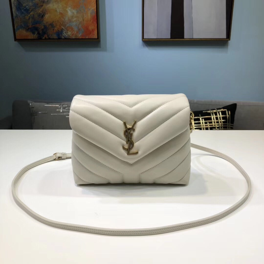 Saint Laurent Loulou Mini Shoulder Bag White For Women 7in/18cm YSL