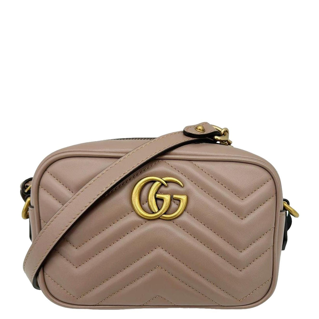 GUCCI Gucci Marmont Mini Matelasse Leather Crossbody Bag Dusty Pink 448065