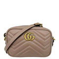 GUCCI Gucci Marmont Mini Matelasse Leather Crossbody Bag Dusty Pink 448065