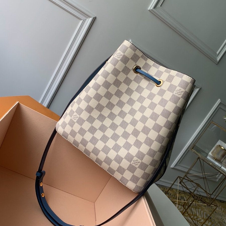 Louis Vuitton NeoNoe MM Bucket Bag Damier Azur Canvas Bleuet Blue For Women,  Shoulder And Crossbody Bags 10.2in/26cm Louis Vuitton N40153