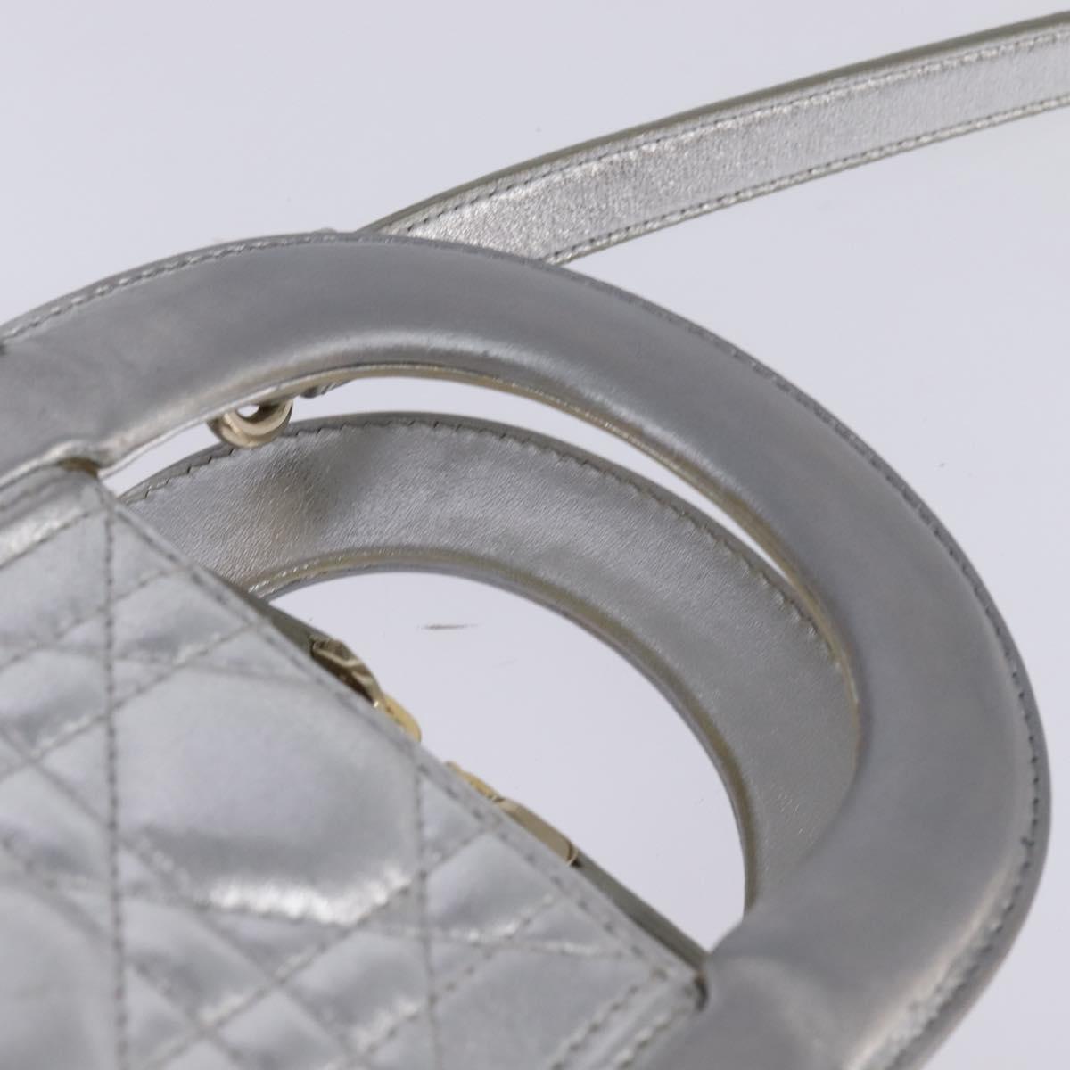Christian Dior Lady Cannage Matelassé Silver Leather Bag (Pre-Owned)