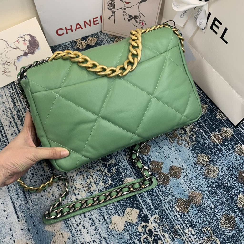 Chanel 19 GlamIap Bag Gold Hardware Green For Women Handbags, Shoulder Bags 10.2in/26cm AS1160