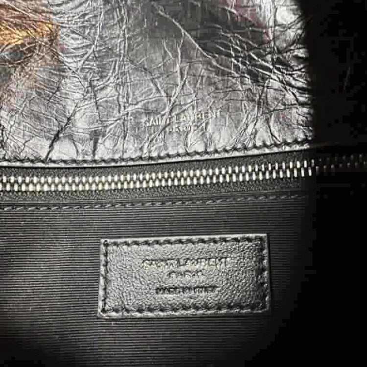 Ysl Crinkled Calfskin Matelasse Monogram Baby Niki Chain Satchel, Black Leather, MeDiorum
