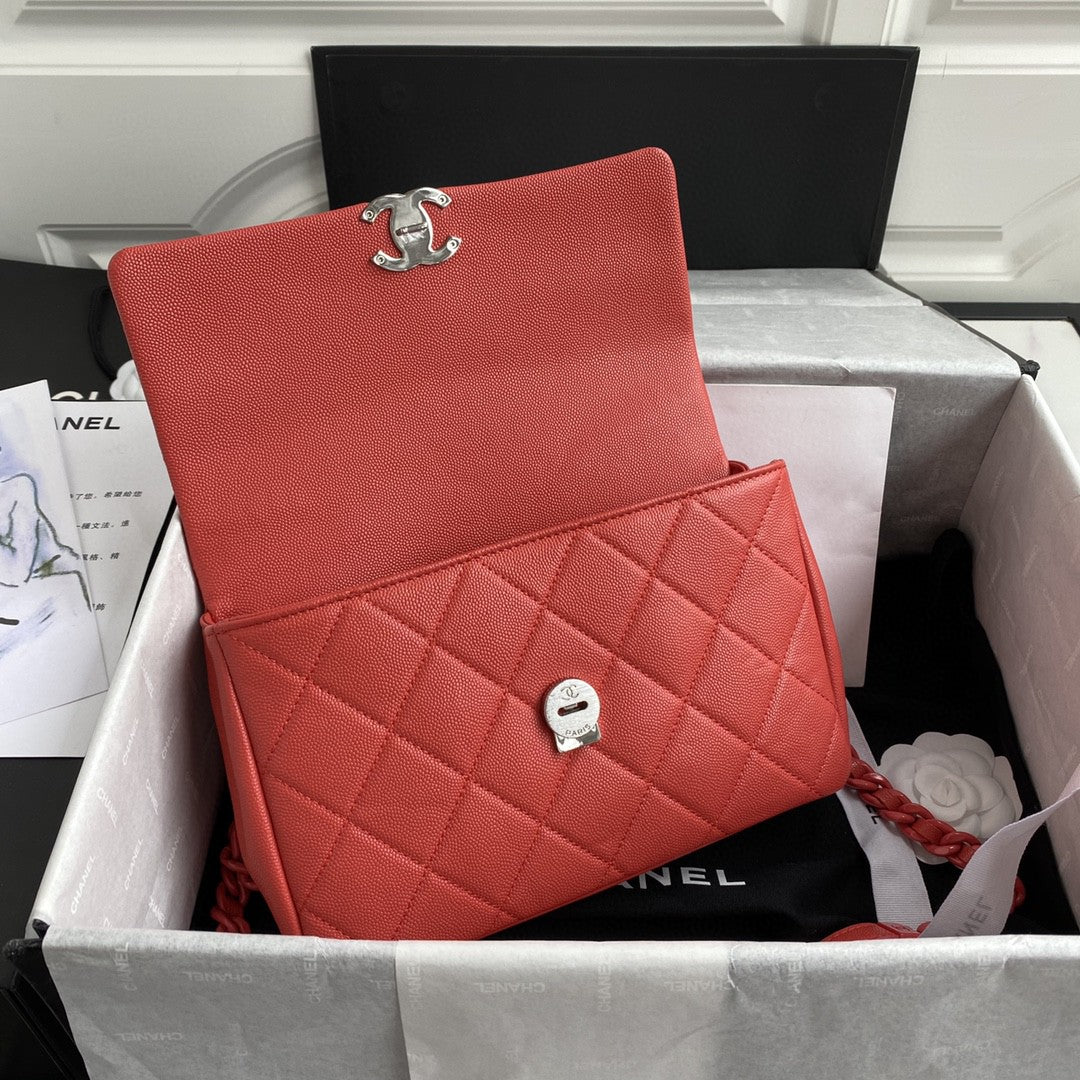 ChanelGlamIap Bag Red Hardware Grained Red For Women Handbags, Shoulder Bags 9.4in/24cm AS2303
