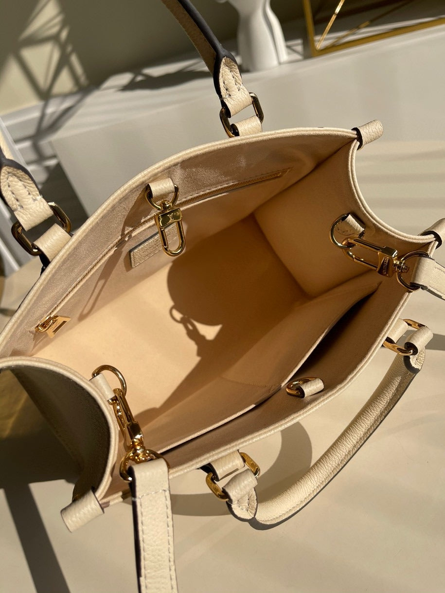 Louis Vuitton OnTheGo PM Tote Bag Monogram Empreinte Beige For Women, WomenÃƒÂ¢Ã¢â€šÂ¬Ã¢â€žÂ¢s Handbags, Shoulder And Crossbody Bags 9.8in/25cm Louis Vuitton