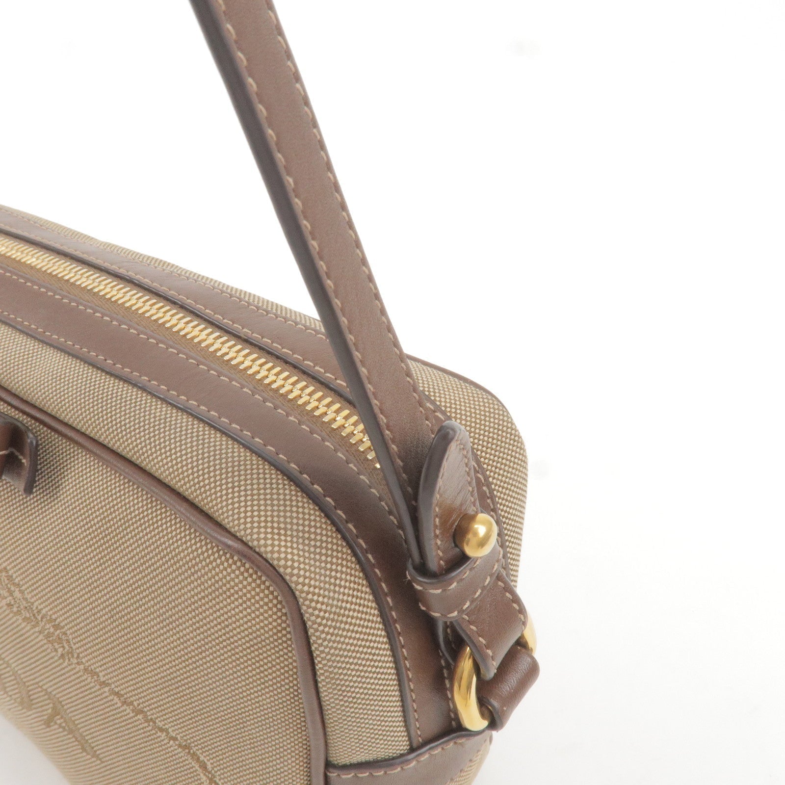 Prada Logo Jacquard Leather Shoulder Bag Beige Br 1BH089