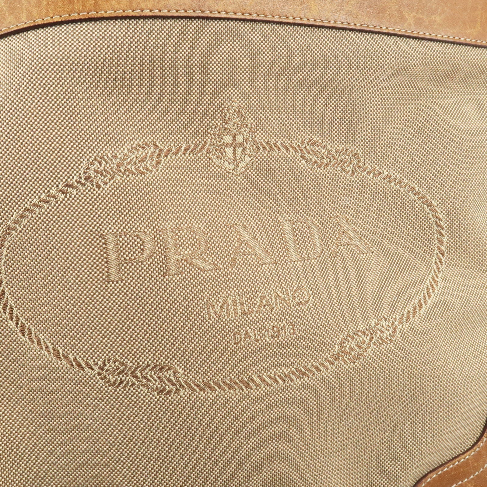 Prada Logo Jacquard Leather Shoulder Bag Beige Br BT0537
