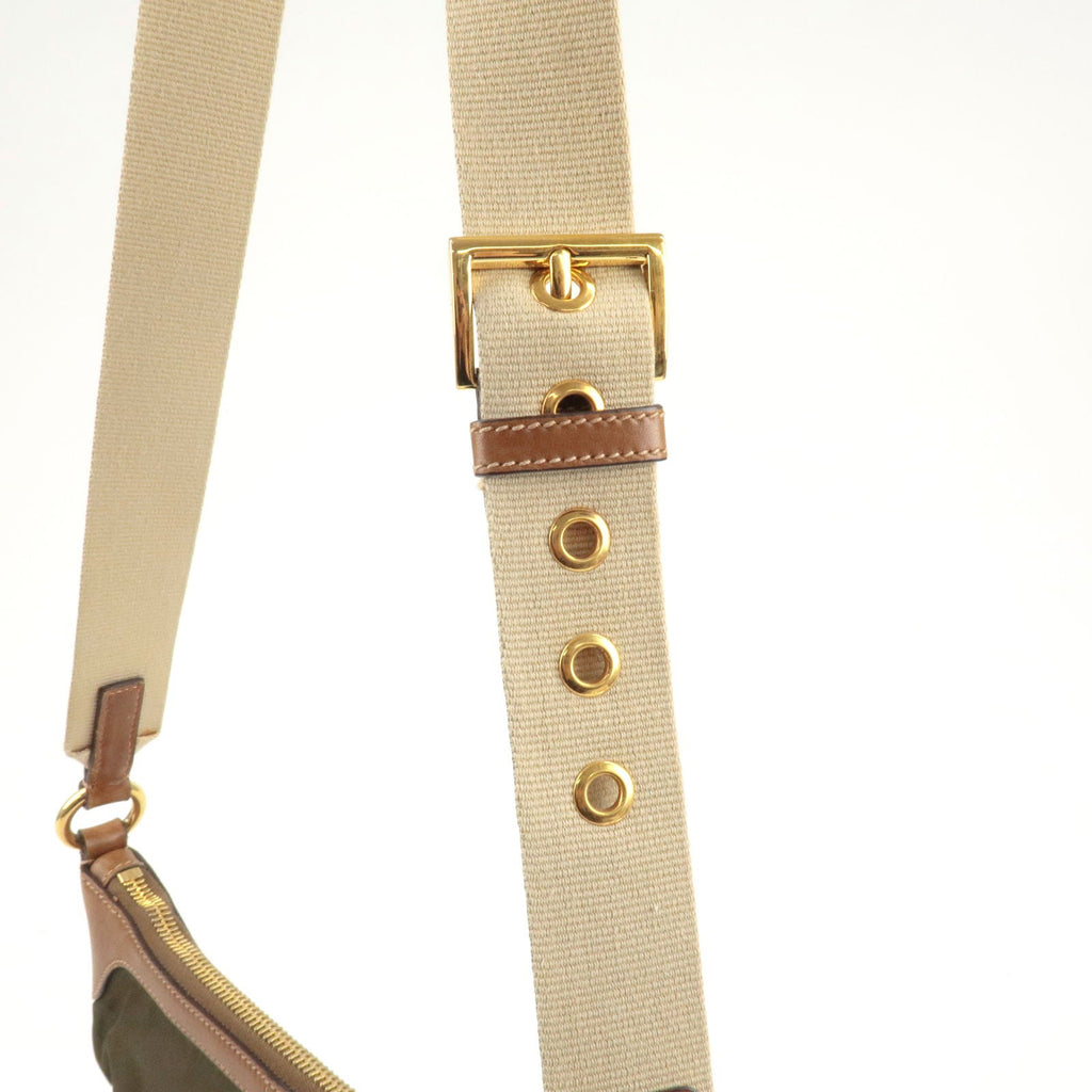 Prada Nylon Leather Shoulder Bag Khaki Br