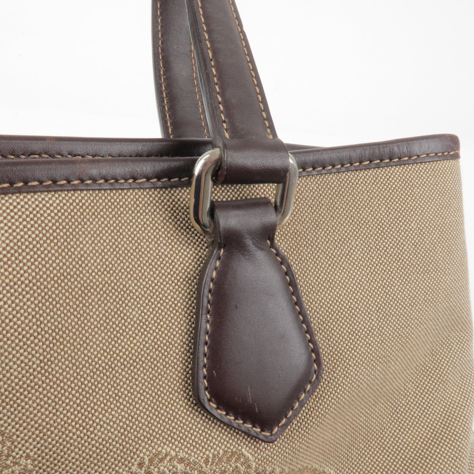 Prada Logo Jacquard Leather 2Way Bag Beige Br BR3414