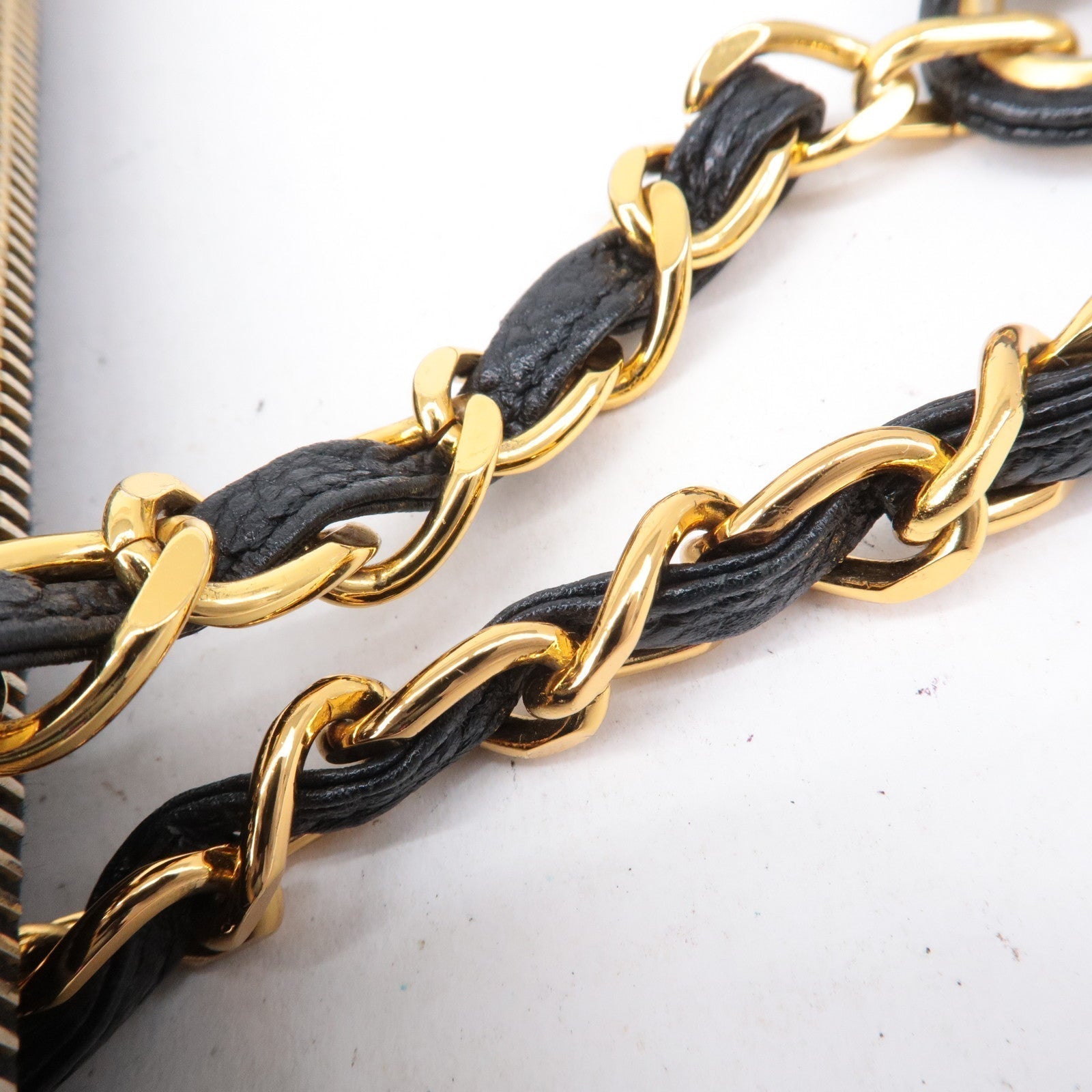 CHANEL Caviar Skin Chain Tote Bag Shoulder Bag Gold Black