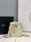YSSL 80’s Vanity Bag In CarrÃ©-Quilted Grain De Poudre White For Women 6in/16.5cm YSL 649779DME279207