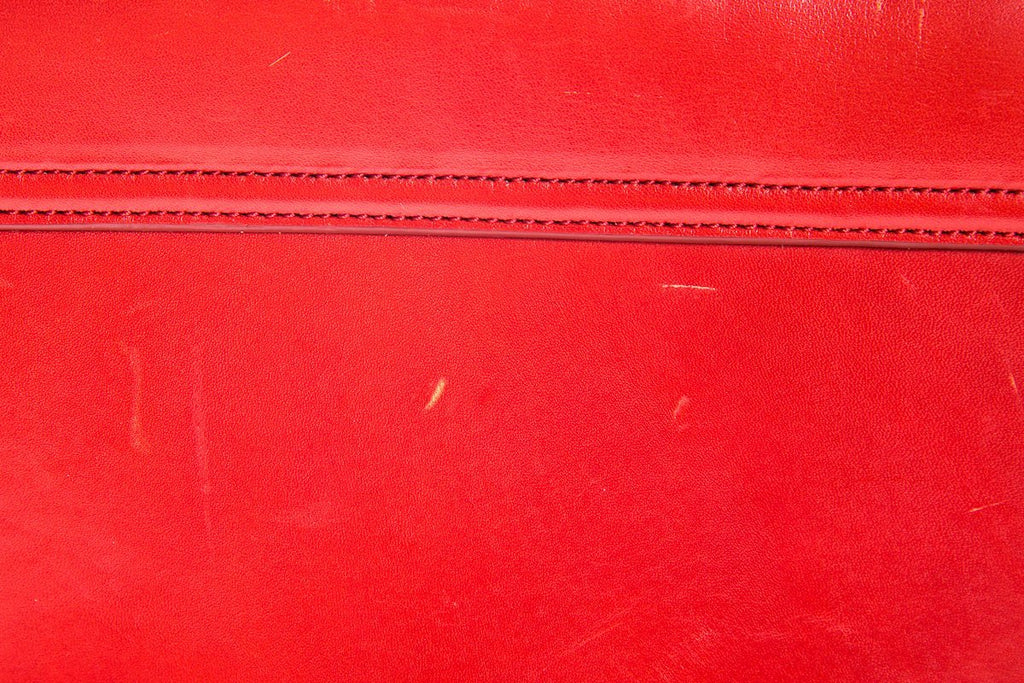 Mark Cross Red Leather Clutch with Shoulder Chain