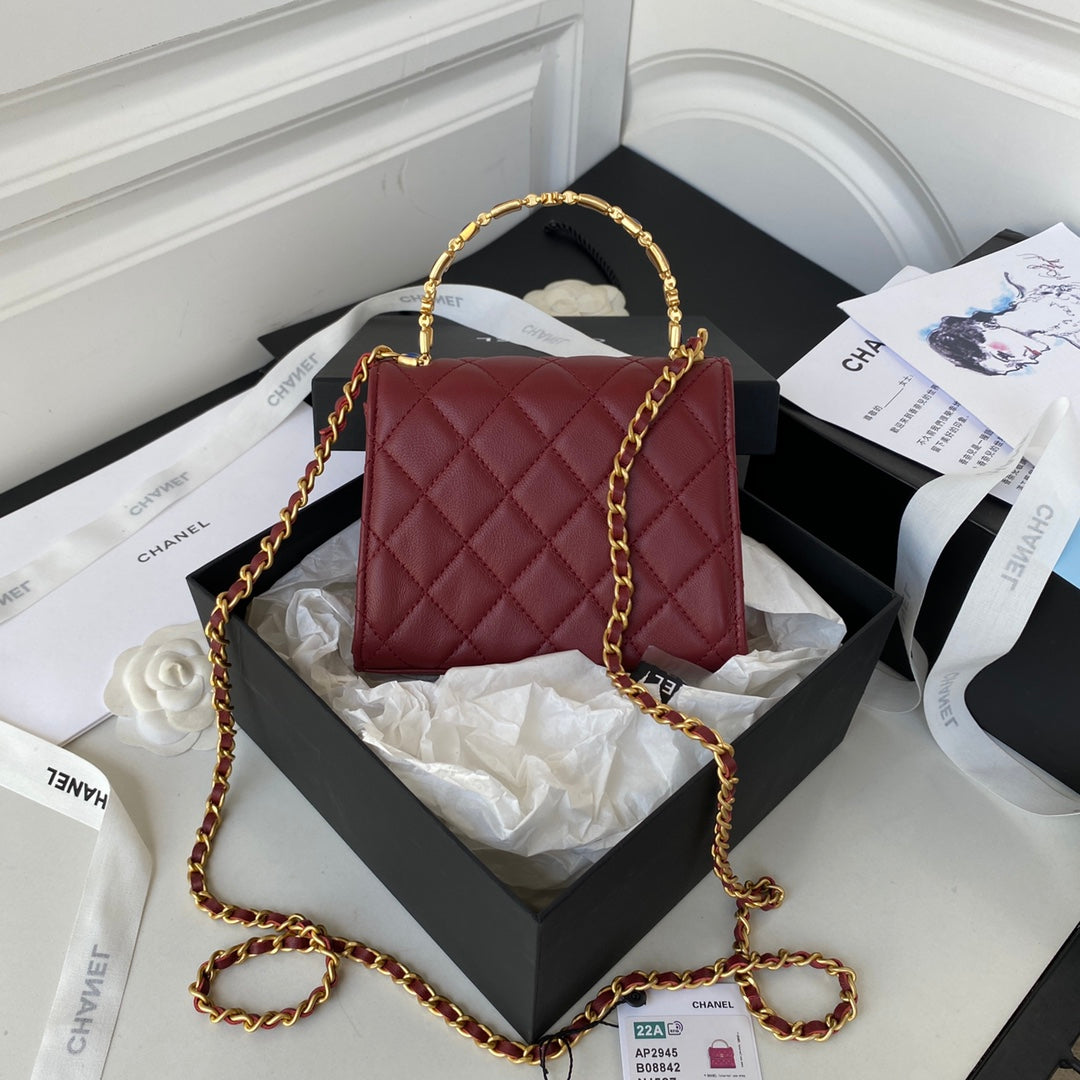 Chanel Clutch With Chain Gold Hardware Red For Women Handbags, Shoulder Bags 5.7in/14.5cm
