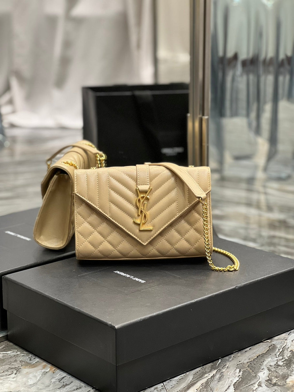 YSSL Small Bag Dark Beige In Mix Matelasse For Women 8in/21cm YSL 600195BOW912721
