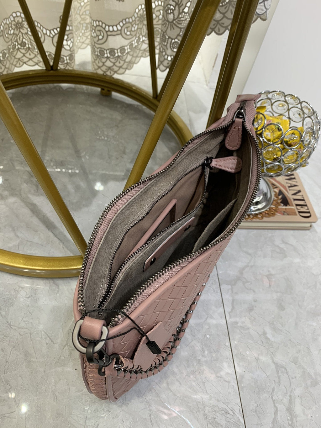 Bottega Veneta Crossbody Bag Pink, For Women, Bags 9.4in/24cm