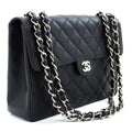 CHANEL Classic Large 11" Chain Shoulder Bag Black Grained Calfskin h58