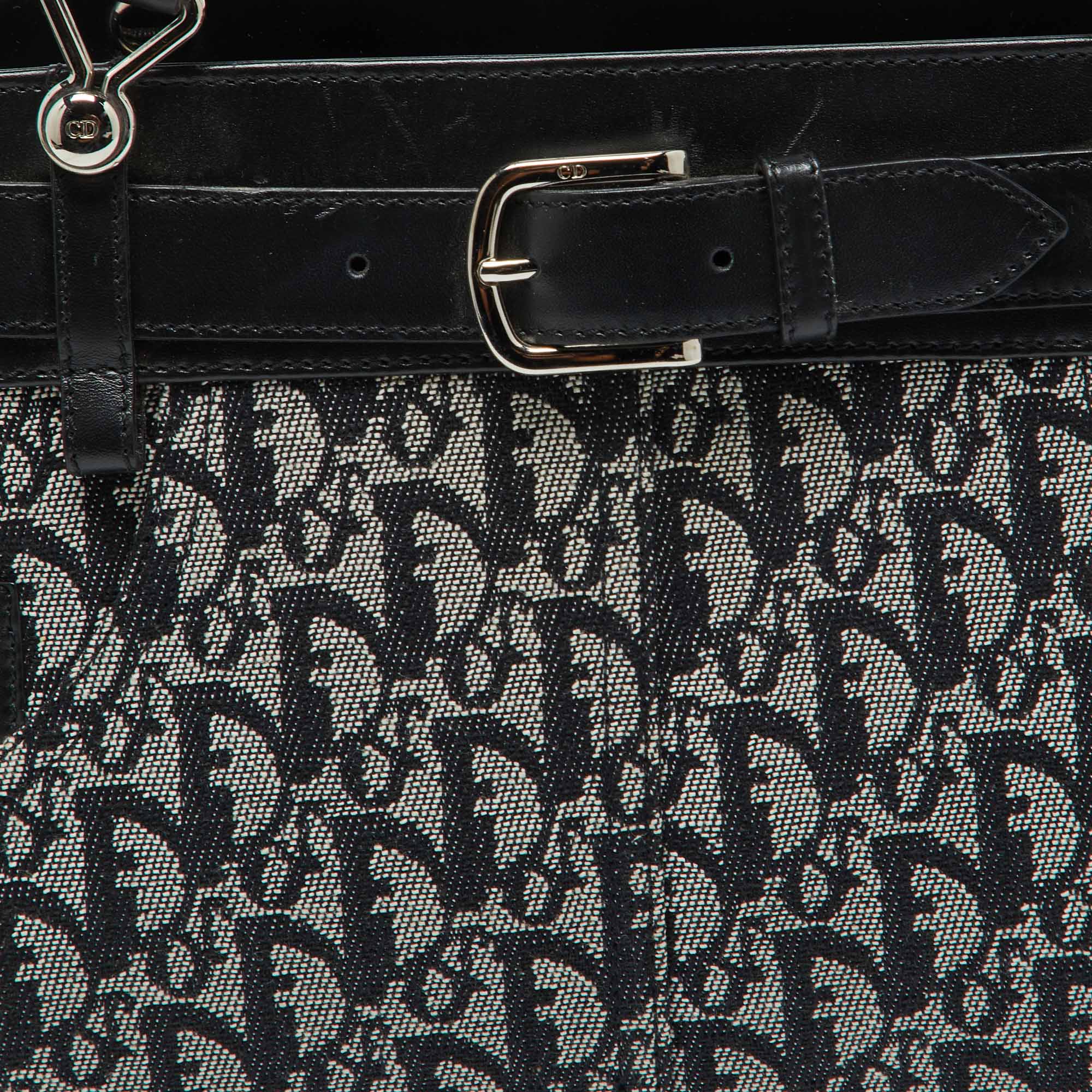 Dior Black Oblique Canvas And Leather Belt Jean Pocket Bag