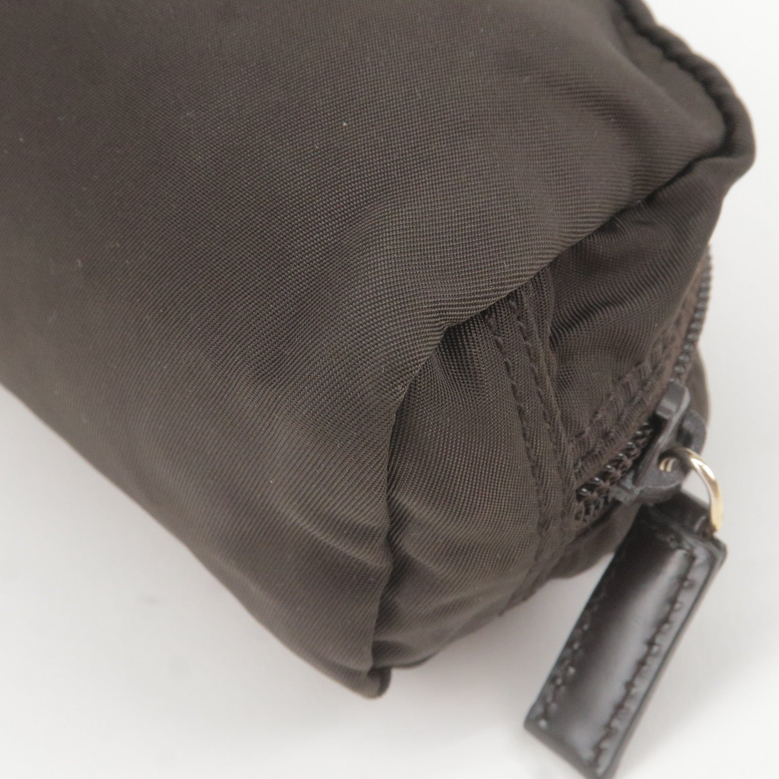 Prada Logo Nylon Leather Pouch Cosmetic Bag Br 1N0175